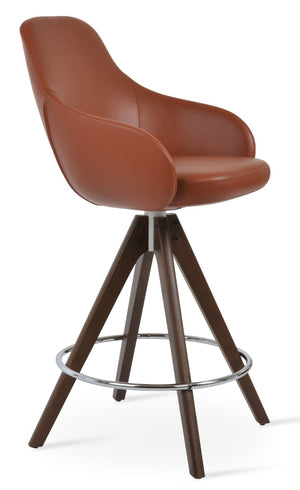 Soho Concept Gazel Arm Pyramid Barstools & Counterstools - Elegant Swivel Design, Soft Leatherette, 2-year Warranty Walnut  Soho-concept-dining-chair-08875