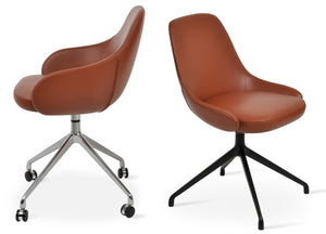 Soho Concept Gazel Spider Armchair Swivel Dining Chair - Ergonomic Leatherette Design With Brass Finish, 2-year Warranty Cinnamon  Soho-concept-dining-chair-04239