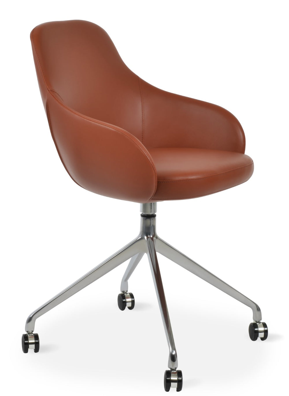 Soho Concept Gazel Spider Armchair Swivel Dining Chair - Ergonomic Leatherette Design With Brass Finish, 2-year Warranty Cinnamon  Soho-concept-dining-chair-04237