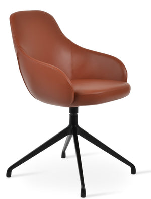 Soho Concept Seminyak Spider Plus Swivel Armchair - Ergonomic Leatherette Dining Chair With 2-year Guarantee Black  Soho-concept-dining-chair-04238