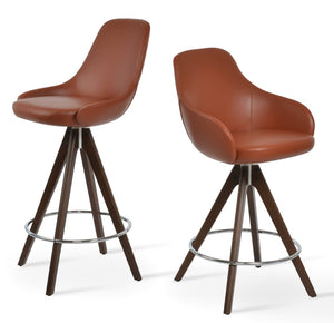Soho Concept Gazel Stylish Swivel Bar & Counter Stools - Solid Wood, Leatherette, 2-year Guarantee - Elegant Comfort! Walnut  Soho-concept-dining-chair-08872