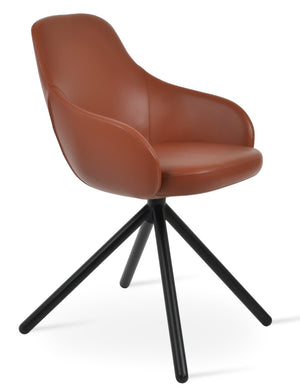 Soho Concept Gazel Swivel Dining Armchair With Soft Leatherette Upholstery & Chrome Base - 2-year Guarantee! Black  Soho-concept-dining-chair-04243