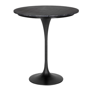 Noir Joni Bar Table - Stunning Bianco Crown Marble Top with Industrial Iron Frame for Elegant Gatherings Matte Black GBAR006MTB-36