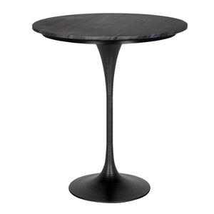 Noir Joni Bar Table - Stunning Bianco Crown Marble Top with Industrial Iron Frame for Elegant Gatherings Matte Black GBAR006MTB-36