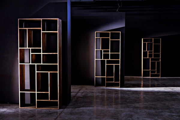 Noir Malic Shelf in Dark Walnut - Modern Tall Bookshelf with Versatile Cubbies for Stylish Storage Solutions GBCS154DW