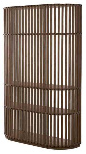 Noir Opal Teak Bookcase: Handcrafted Shelving Unit with Organic Curves, Vertical Lines & Open Display Space GBCS185T