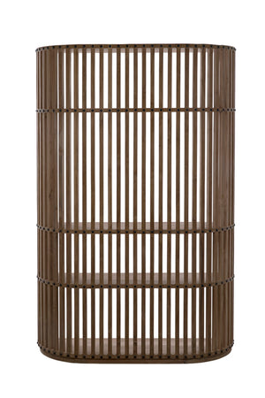 Noir Opal Teak Bookcase: Handcrafted Shelving Unit with Organic Curves, Vertical Lines & Open Display Space GBCS185T