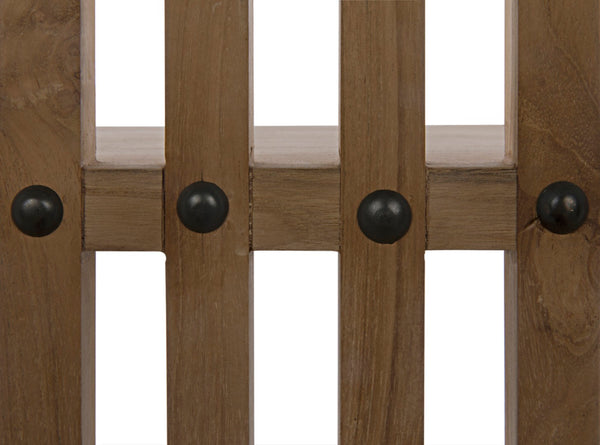 Noir Opal Teak Bookcase: Handcrafted Shelving Unit with Organic Curves, Vertical Lines & Open Display Space GBCS185T