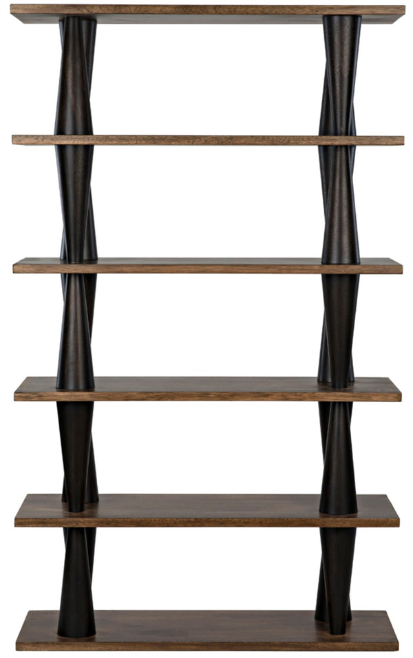Noir Mood Bookcase: Handcrafted Walnut Design with Ebony Accents for Stylish Storage & Display Solutions GBCS217DW
