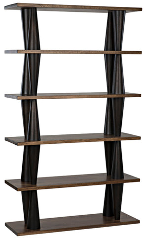 Noir Mood Bookcase: Handcrafted Walnut Design with Ebony Accents for Stylish Storage & Display Solutions GBCS217DW