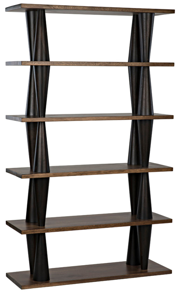 Noir Mood Bookcase: Handcrafted Walnut Design with Ebony Accents for Stylish Storage & Display Solutions GBCS217DW
