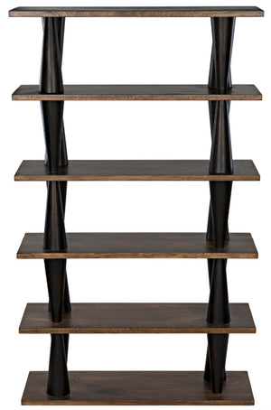 Noir Mood Bookcase: Handcrafted Walnut Design with Ebony Accents for Stylish Storage & Display Solutions GBCS217DW