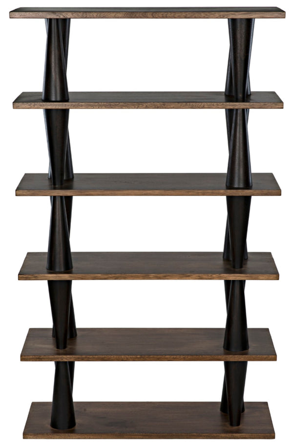 Noir Mood Bookcase: Handcrafted Walnut Design with Ebony Accents for Stylish Storage & Display Solutions GBCS217DW