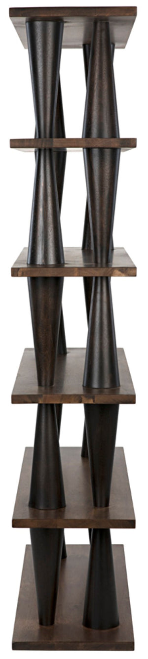 Noir Mood Bookcase: Handcrafted Walnut Design with Ebony Accents for Stylish Storage & Display Solutions GBCS217DW