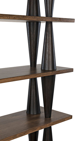 Noir Mood Bookcase: Handcrafted Walnut Design with Ebony Accents for Stylish Storage & Display Solutions GBCS217DW