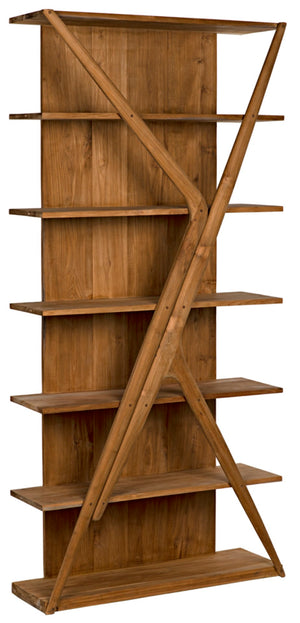 Noir Vetra Bookcase: Stunning Teak Design with Distinctive Sculptural Silhouette for Stylish Display Spaces Clear Coat Semi-Gloss GBCS228T