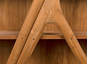 Noir Vetra Bookcase: Stunning Teak Design with Distinctive Sculptural Silhouette for Stylish Display Spaces Clear Coat Semi-Gloss GBCS228T