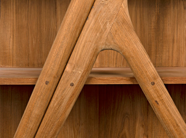 Noir Vetra Bookcase: Stunning Teak Design with Distinctive Sculptural Silhouette for Stylish Display Spaces Clear Coat Semi-Gloss GBCS228T