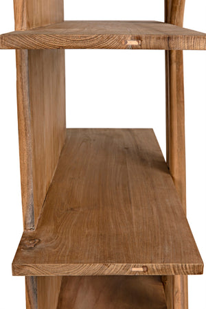 Noir Vetra Bookcase: Stunning Teak Design with Distinctive Sculptural Silhouette for Stylish Display Spaces Clear Coat Semi-Gloss GBCS228T