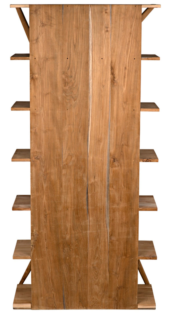 Noir Vetra Bookcase: Stunning Teak Design with Distinctive Sculptural Silhouette for Stylish Display Spaces Clear Coat Semi-Gloss GBCS228T