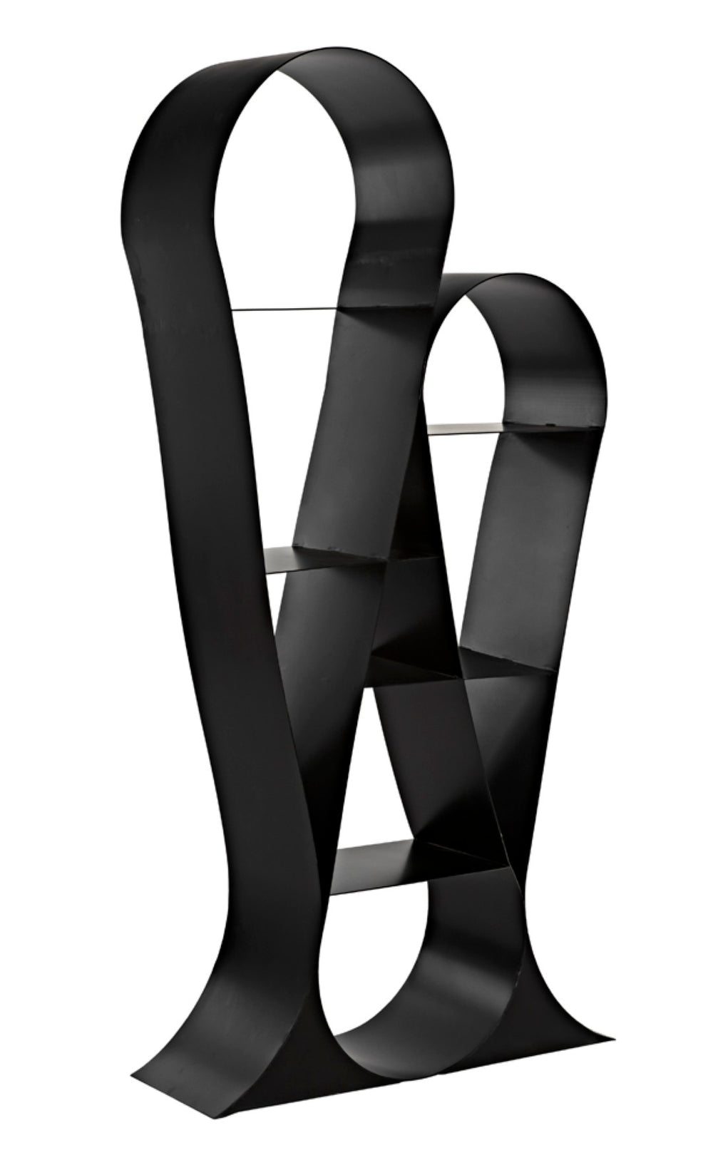 Noir Zaha Bookcase - Sculptural Black Metal Design with Open Shelving for Modern Industrial Interiors GBCS233MTB