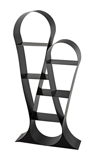 Noir Zaha Bookcase - Sculptural Black Metal Design with Open Shelving for Modern Industrial Interiors GBCS233MTB