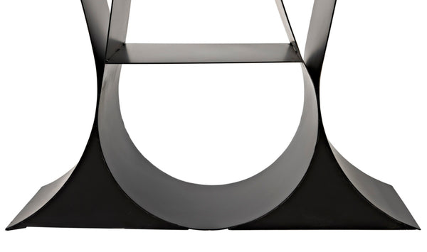 Noir Zaha Bookcase - Sculptural Black Metal Design with Open Shelving for Modern Industrial Interiors GBCS233MTB