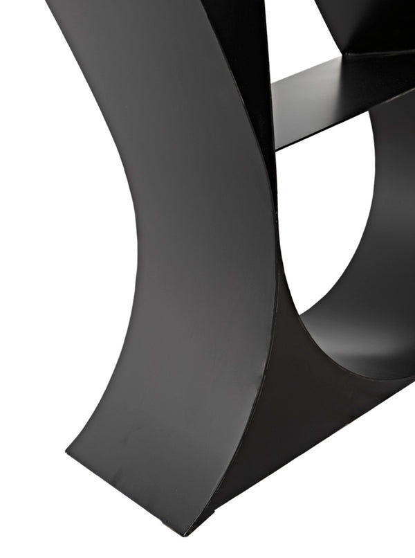 Noir Zaha Bookcase - Sculptural Black Metal Design with Open Shelving for Modern Industrial Interiors GBCS233MTB