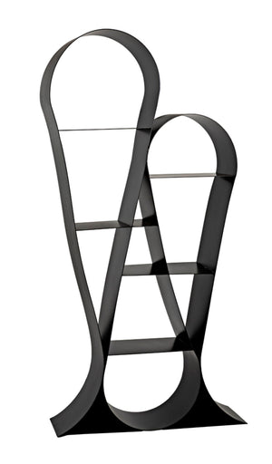 Noir Zaha Bookcase - Sculptural Black Metal Design with Open Shelving for Modern Industrial Interiors GBCS233MTB