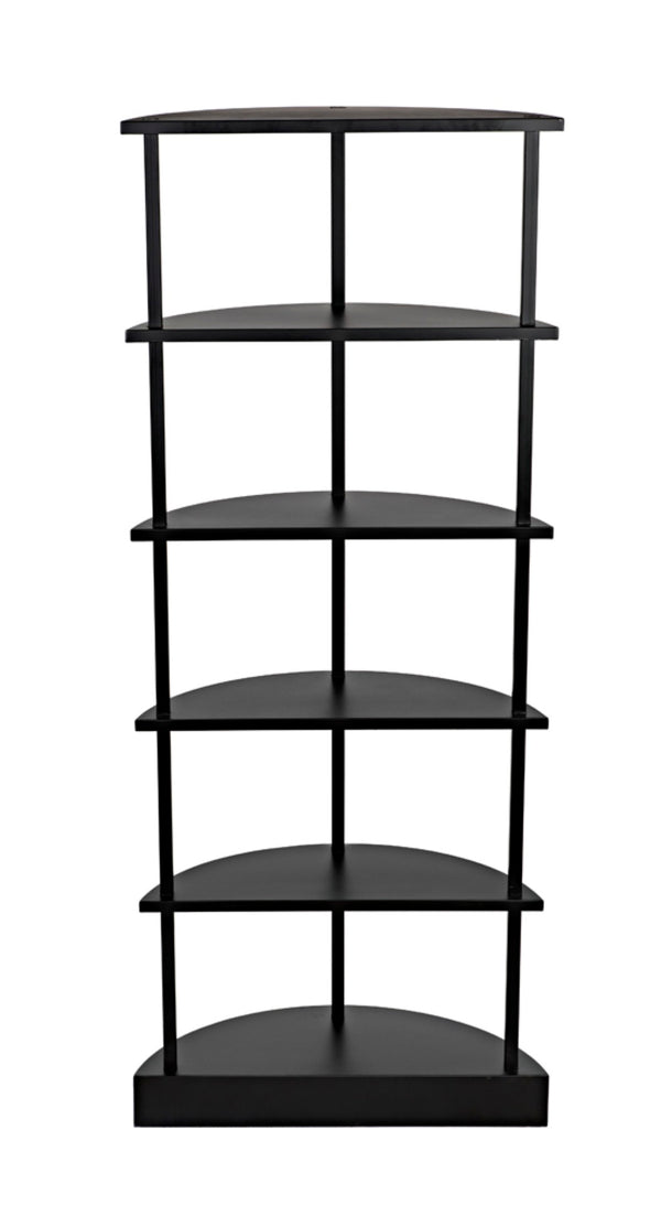Noir Spago Industrial Black Metal Bookcase - Sleek, Handcrafted, Versatile Storage for Modern Spaces GBCS234MTB