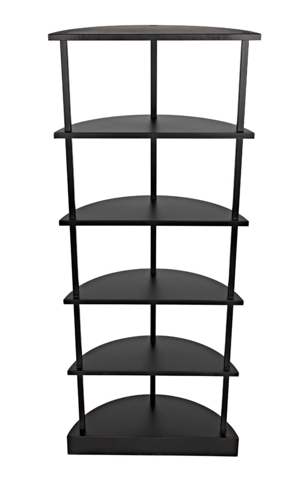 Noir Spago Industrial Black Metal Bookcase - Sleek, Handcrafted, Versatile Storage for Modern Spaces GBCS234MTB