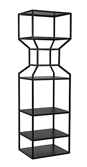 Noir Downtown Industrial Bookcase - Tall Black Metal Storage with Open Shelving for Modern Spaces GBCS235MTB