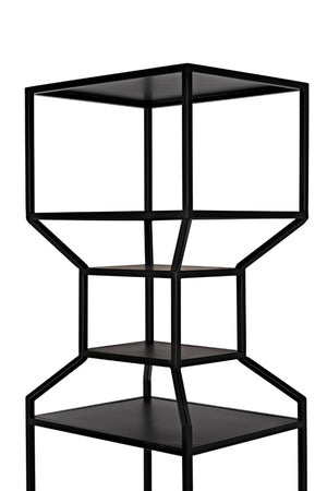 Noir Downtown Industrial Bookcase - Tall Black Metal Storage with Open Shelving for Modern Spaces GBCS235MTB
