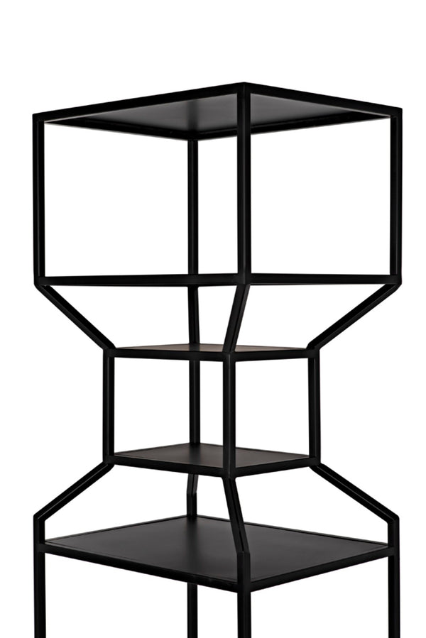 Noir Downtown Industrial Bookcase - Tall Black Metal Storage with Open Shelving for Modern Spaces GBCS235MTB