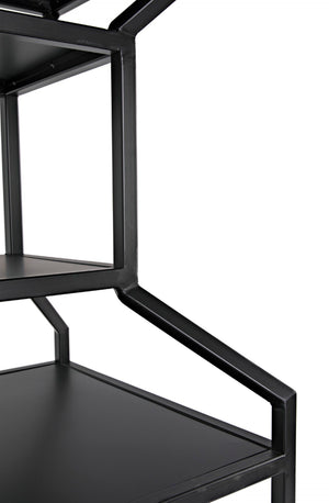 Noir Downtown Industrial Bookcase - Tall Black Metal Storage with Open Shelving for Modern Spaces GBCS235MTB