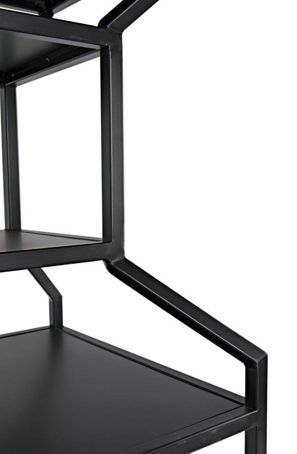 Noir Downtown Industrial Bookcase - Tall Black Metal Storage with Open Shelving for Modern Spaces GBCS235MTB