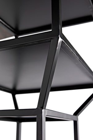 Noir Downtown Industrial Bookcase - Tall Black Metal Storage with Open Shelving for Modern Spaces GBCS235MTB