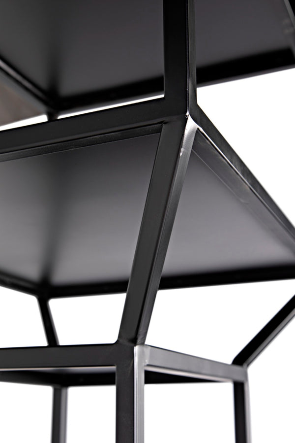 Noir Downtown Industrial Bookcase - Tall Black Metal Storage with Open Shelving for Modern Spaces GBCS235MTB