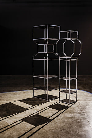 Noir Downtown Industrial Bookcase - Tall Black Metal Storage with Open Shelving for Modern Spaces GBCS235MTB