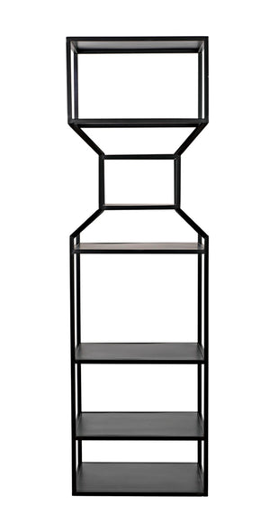 Noir Downtown Industrial Bookcase - Tall Black Metal Storage with Open Shelving for Modern Spaces GBCS235MTB