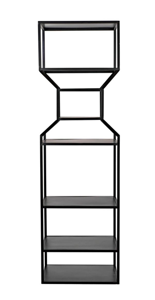 Noir Downtown Industrial Bookcase - Tall Black Metal Storage with Open Shelving for Modern Spaces GBCS235MTB