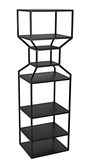 Noir Downtown Industrial Bookcase - Tall Black Metal Storage with Open Shelving for Modern Spaces GBCS235MTB