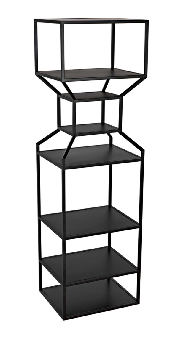 Noir Downtown Industrial Bookcase - Tall Black Metal Storage with Open Shelving for Modern Spaces GBCS235MTB