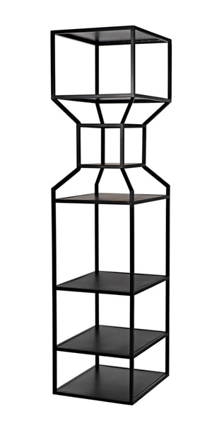 Noir Downtown Industrial Bookcase - Tall Black Metal Storage with Open Shelving for Modern Spaces GBCS235MTB