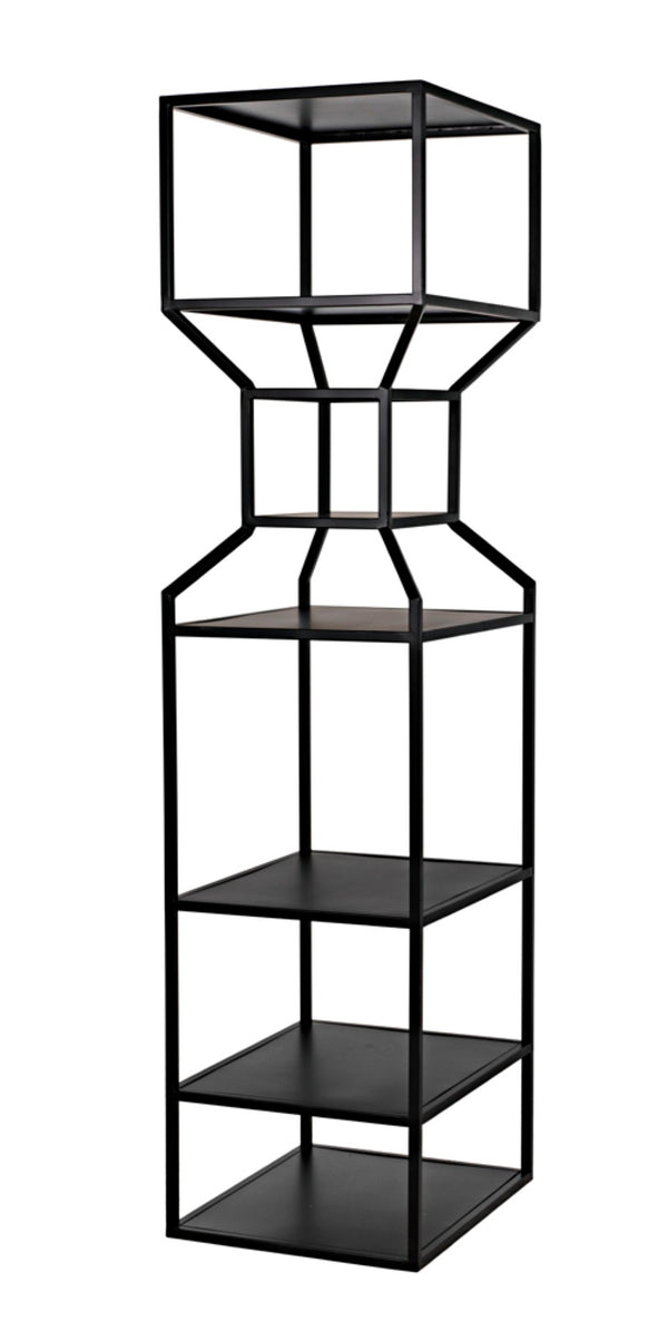 Noir Downtown Industrial Bookcase - Tall Black Metal Storage with Open Shelving for Modern Spaces GBCS235MTB