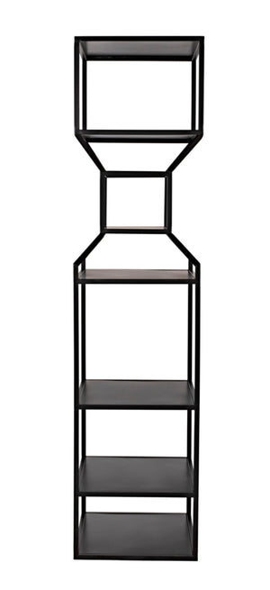 Noir Downtown Industrial Bookcase - Tall Black Metal Storage with Open Shelving for Modern Spaces GBCS235MTB