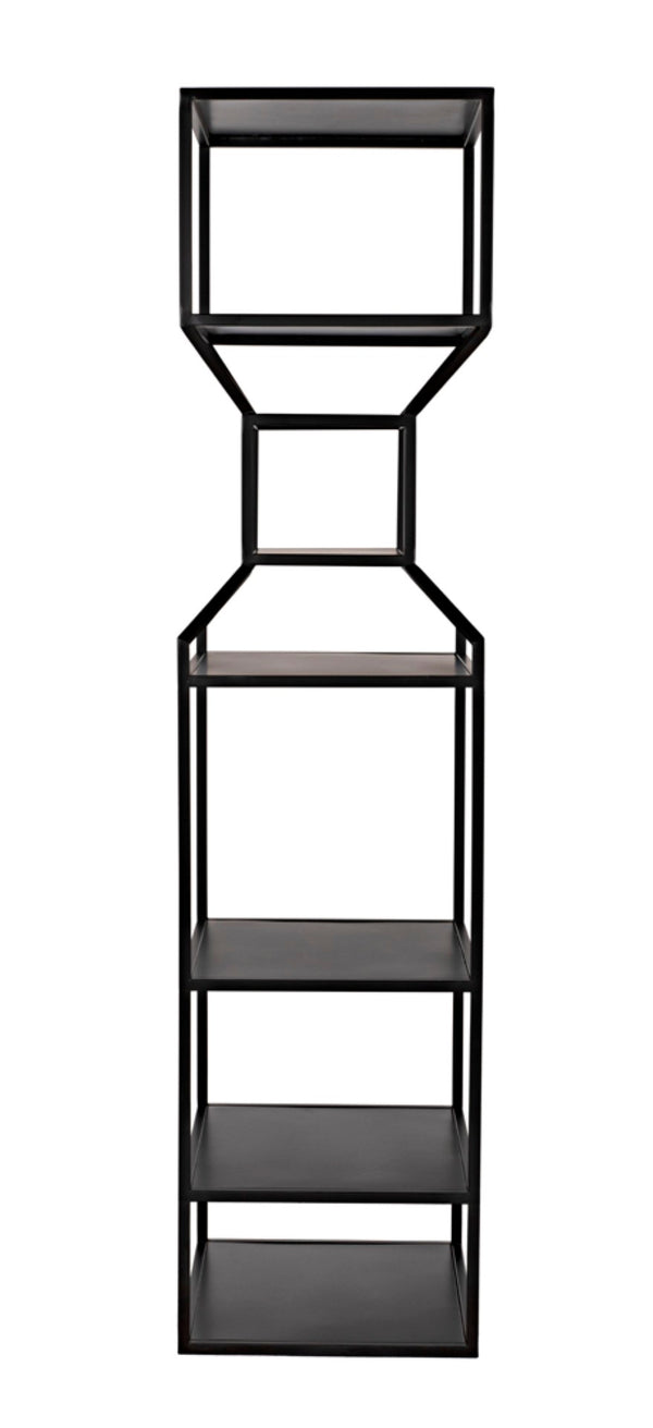 Noir Downtown Industrial Bookcase - Tall Black Metal Storage with Open Shelving for Modern Spaces GBCS235MTB