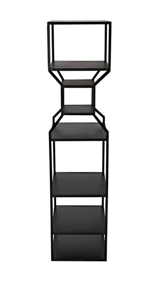 Noir Downtown Industrial Bookcase - Tall Black Metal Storage with Open Shelving for Modern Spaces GBCS235MTB