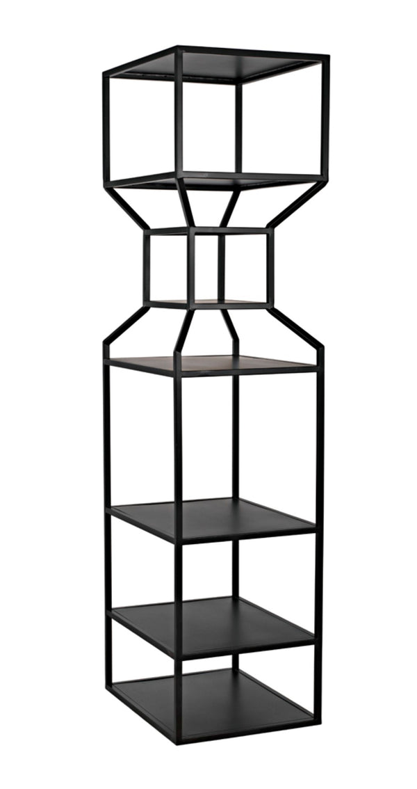 Noir Downtown Industrial Bookcase - Tall Black Metal Storage with Open Shelving for Modern Spaces GBCS235MTB