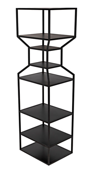 Noir Downtown Industrial Bookcase - Tall Black Metal Storage with Open Shelving for Modern Spaces GBCS235MTB